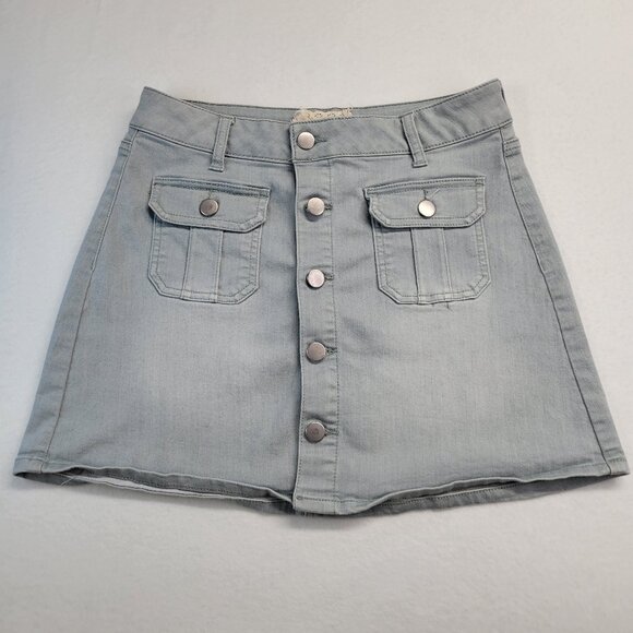 Altar’d State Blue Denim Button Skirt Size Small Cute Summer Mini Belt Loops‎ - Picture 1 of 6